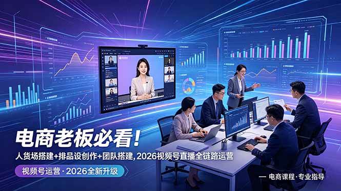 （18845期）电商老板必看！人货场搭建+排品设计+素材创作+团队搭建，2026视频号直播全链路运营-创业资源网