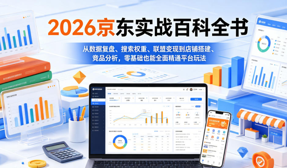 2026京东实战百科全书,从数据复盘、搜索权重、联盟变现到店铺搭建、竞品分析,零基础也能全面精通平台玩法-创业资源网