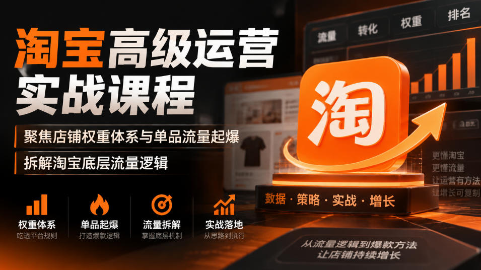 淘宝高级运营实战课程，聚焦店铺权重体系与单品流量起爆，拆解淘宝底层流量逻辑-创业资源网