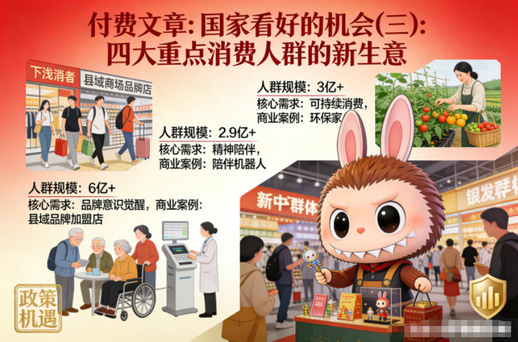 付费文章：国家看好的机会(三)：四大重点消 费人群的新生意-创业资源网