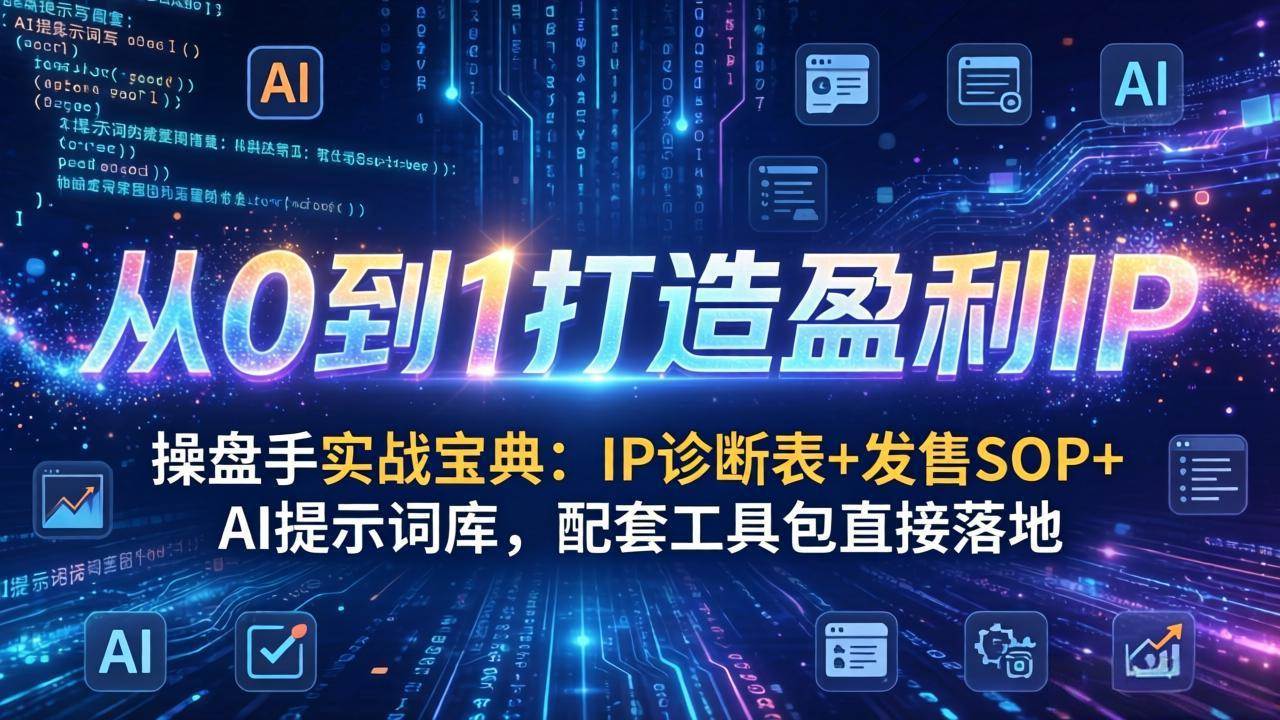 （17593期）操盘手实战宝典：IP诊断表+发售SOP+AI提示词库，配套工具包直接落地，从0到1打造盈利IP-创业资源网