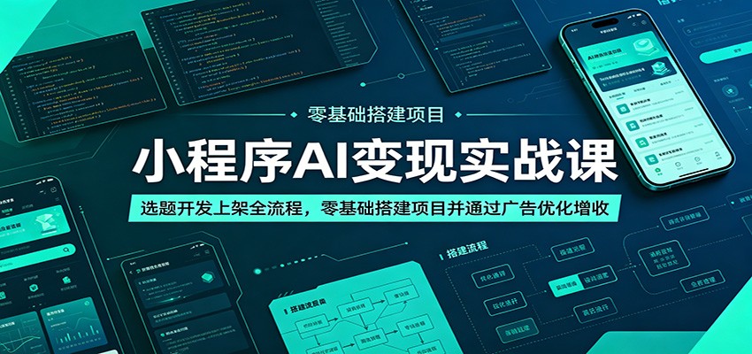 小程序AI变现实战课：选题开发上架全流程，零基础搭建项目并通过广告优化增收-创业资源网