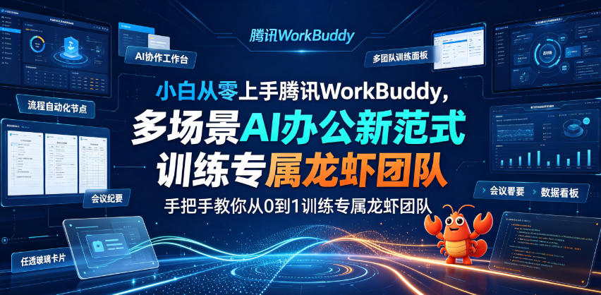 小白从零上手腾讯WorkBuddy，多场景AI办公新范式实战，手把手教你从0到1训练专属龙虾团队-创业资源网