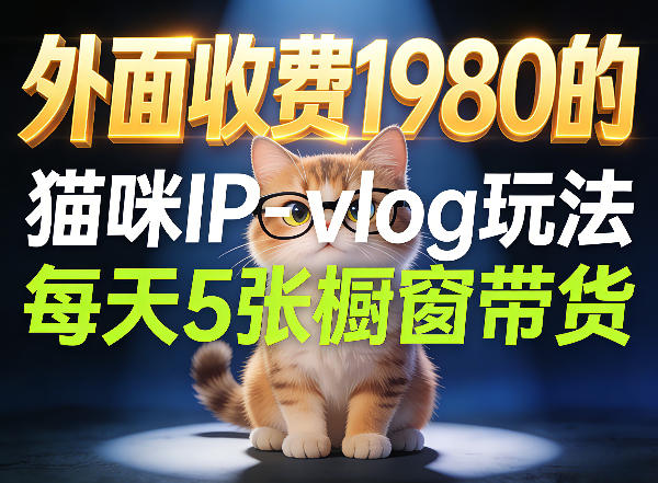 宠物赛道猫咪IP-vlog玩法，26条视频涨粉29W，每天5张橱窗带货拆解-创业资源网