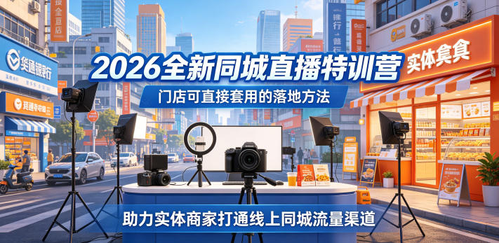 2026全新同城直播特训营,门店可直接套用的落地方法,助力实体商家打通线上同城流量渠道-创业资源网