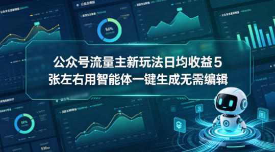 公众号流量主新玩法日均收益5张左右用智能体一键生成无需编辑-创业资源网