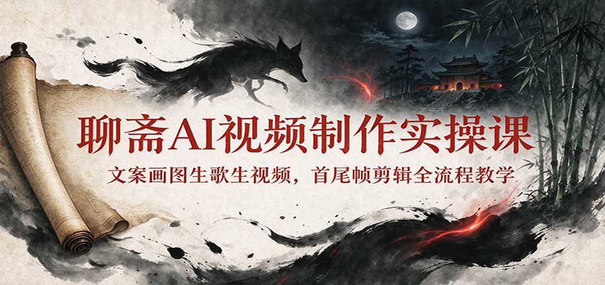 聊斋AI视频制作实操课：文案画图生歌生视频，首尾帧剪辑全流程教学-创业资源网