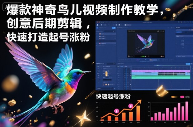 爆款神奇鸟儿视频制作教学，创意后期剪辑，快速打造起号涨粉-创业资源网