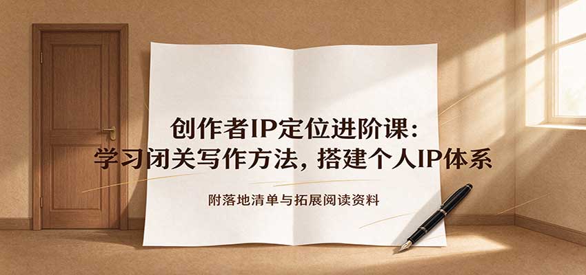 创作者IP定位进阶课：学习闭关写作方法，搭建个人IP体系，附落地清单与拓展阅读资料-创业资源网
