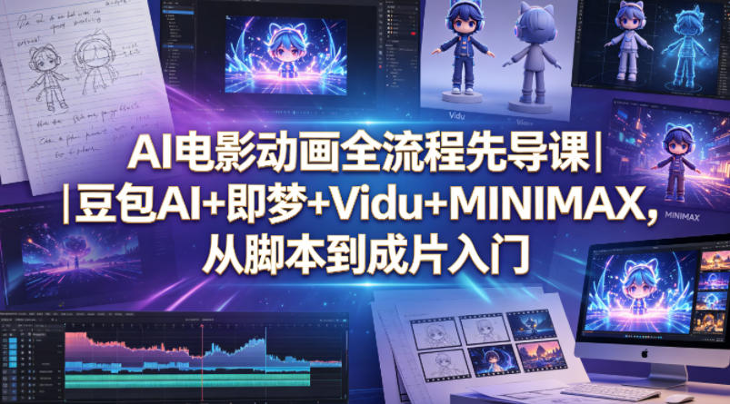 AI电影动画全流程先导课｜豆包AI+即梦+Vidu+MINIMAX，从脚本到成片入门-创业资源网