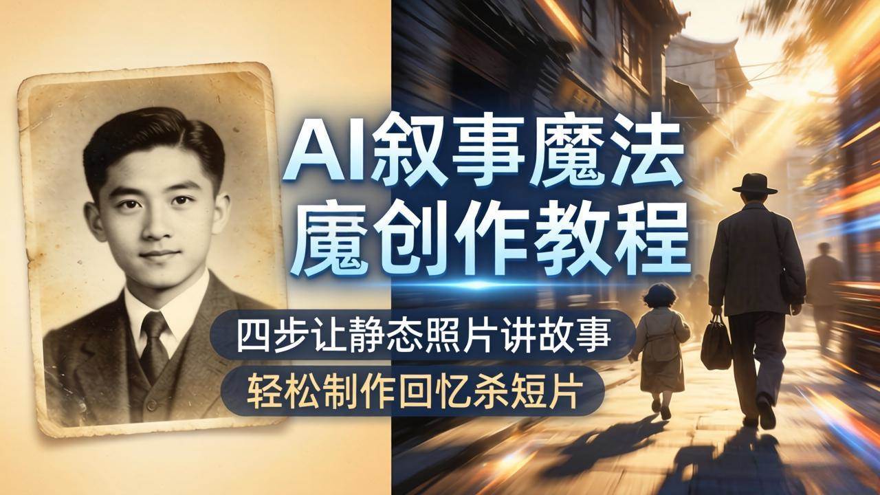 （18208期）AI叙事魔法创作教程，四步让静态照片讲故事，老照片修复加动态特效，轻松制作回忆杀短片-创业资源网