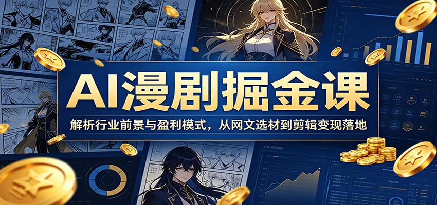 AI漫剧掘金课：解析行业前景与盈利模式，从网文选材到剪辑变现落地-创业资源网