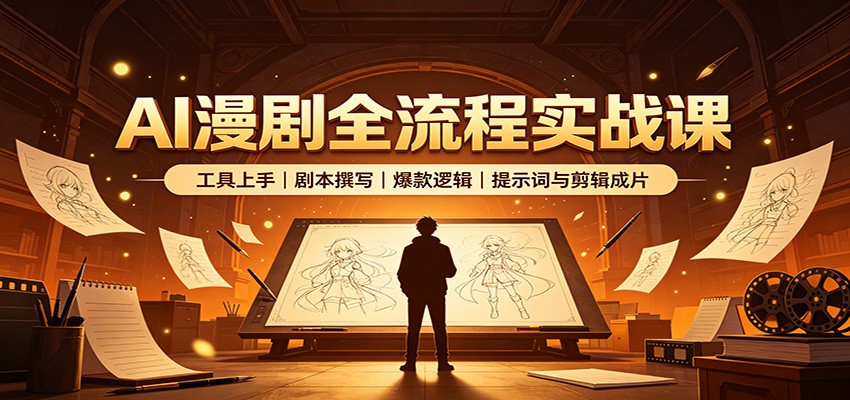 AI漫剧全流程实战课:工具上手、剧本撰写、爆款逻辑、提示词与剪辑成片-创业资源网