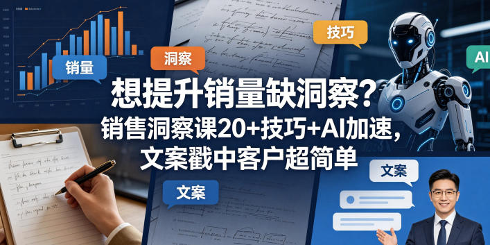 想提升销量缺洞察？销售洞察课20+技巧+AI加速，文案戳中客户超简单【原创双语字幕】-创业资源网