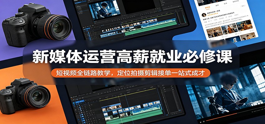 新媒体运营高薪就业必修课：短视频全链路教学，定位拍摄剪辑接单一站式成才-创业资源网