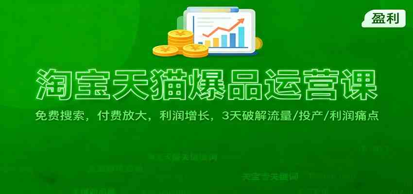 淘宝天猫爆品运营课：免费搜索，付费放大，利润增长，3 天破解流量/ 投产/利润痛点-创业资源网