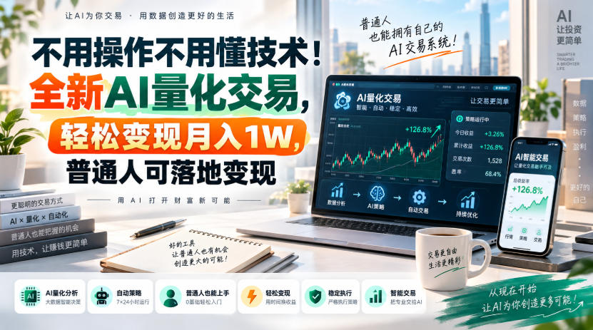 不用操作不用懂技术！全新AI量化交易，轻松变现月入1W，普通人可落地变现！【揭秘】-创业资源网