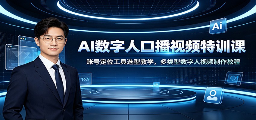 AI数字人口播视频特训课：账号定位工具选型教学，多类型数字人视频制作教程-创业资源网