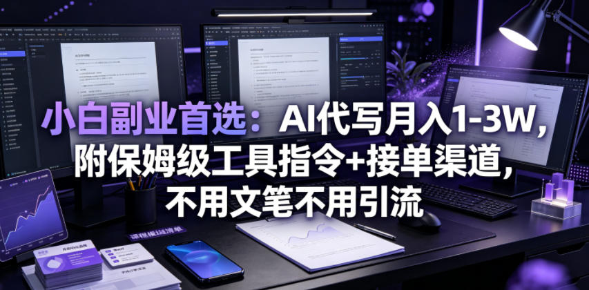小白副业首选：AI代写月入1-3W，附保姆级工具指令+接单渠道，不用文笔不用引流【揭秘】-创业资源网