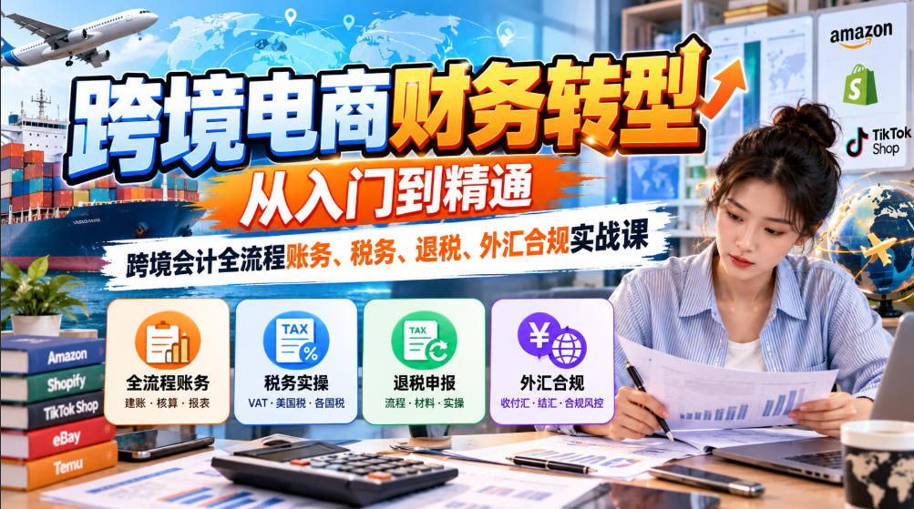 跨境电商财务转型：从入门到精通｜跨境会计全流程账务、税务、退税、外汇合规实战课-创业资源网