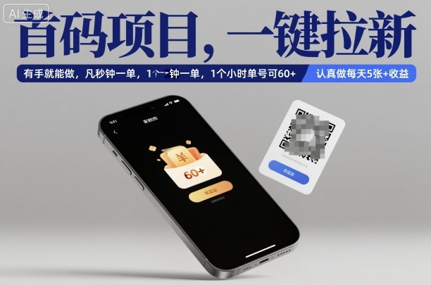 首码项目,一键拉新,有手就能做,几秒钟一单,1个小时单号可60+,认真做每天5张+收益【揭秘】 首码项目,一键拉新,有手就能做,几秒钟一单,1个小时单号可60+,认真做每天5张+收益【揭秘】