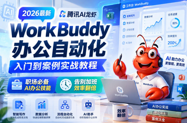 2026最新腾讯AI龙虾WorkBuddy办公自动化入门到案例实战教程，职场必备AI办公技能，告别加班，效率翻倍-创业资源网