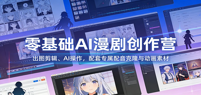 零基础AI漫剧创作营：出图剪辑、AI操作，配套专属配音克隆与动画素材-创业资源网