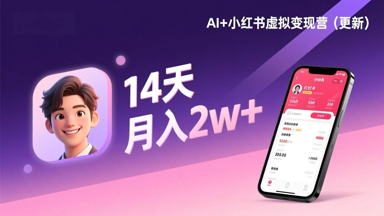 （17275期）AI+小红书虚拟变现营（更新），14天掌握选品、笔记、成交，打造自动化月入2w+事业-创业资源网