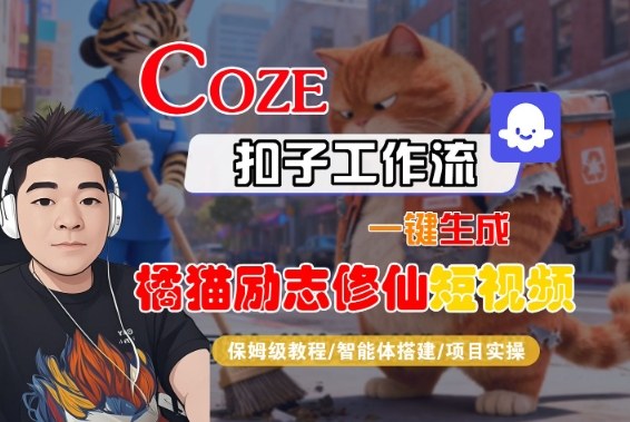 Coze扣子智能体工作流一键生成“橘猫励志修仙“短视频，全流程保姆级教学-创业资源网