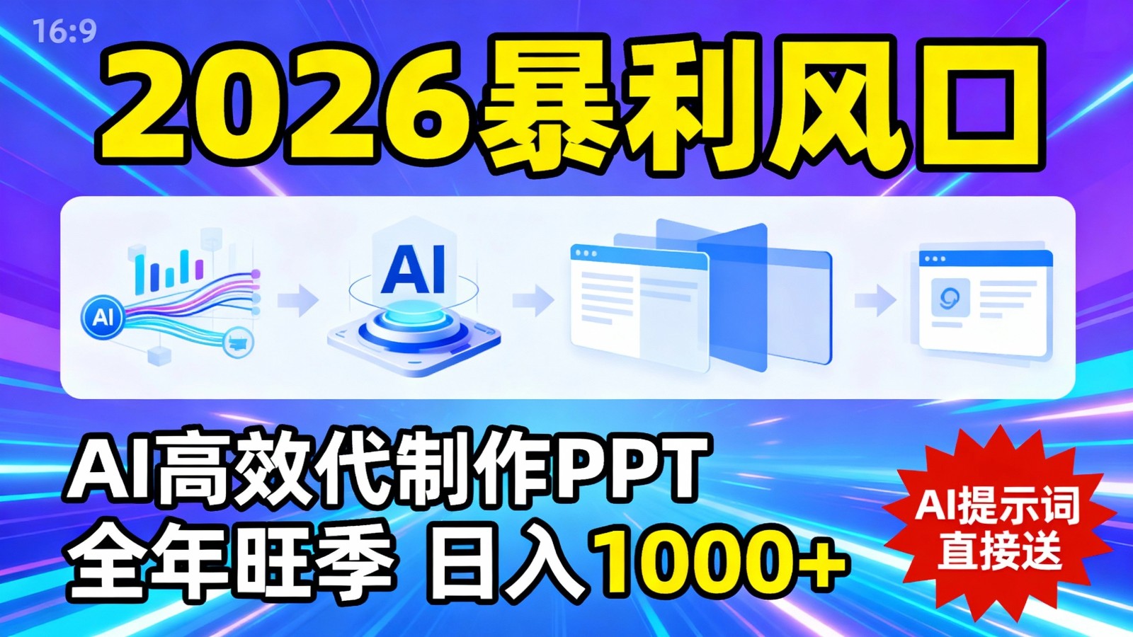 2026暴利！用AI高效代制作 PPT，全年旺季，日入 1000+，提示词直接送！-创业资源网