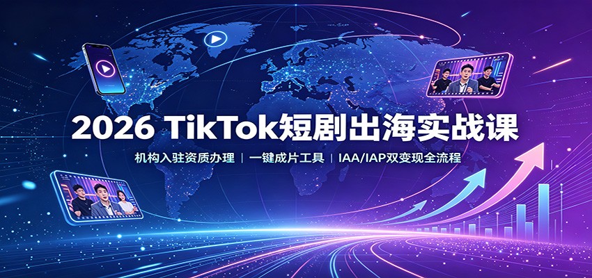 2026 TikTok短剧出海实战课：机构入驻资质办理，一键成片工具，IAA/IAP双变现全流程-创业资源网