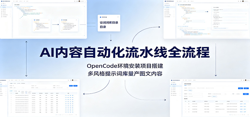 AI内容自动化流水线全流程：OpenCode环境安装项目搭建，多风格提示词库量产图文内容-创业资源网