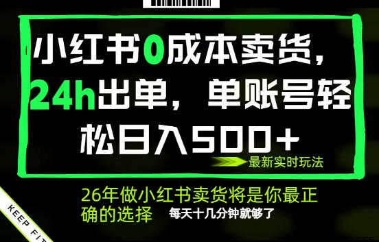 小红书0成本AI卖货，24小时出单，全流程托管，保底日入500+，每天十几分钟就够了【揭秘】-创业资源网