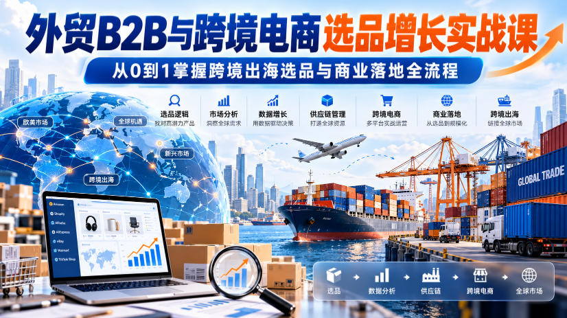 外贸B2B与跨境电商选品增长实战课，从0到1掌握跨境出海选品与商业落地全流程-创业资源网