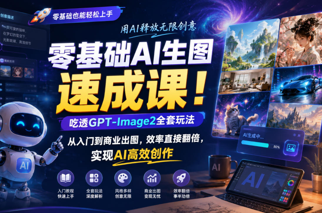 零基础AI生图速成课！吃透GPT-Image2全套玩法，从入门到商业出图，效率直接翻倍，实现AI高效创作-创业资源网