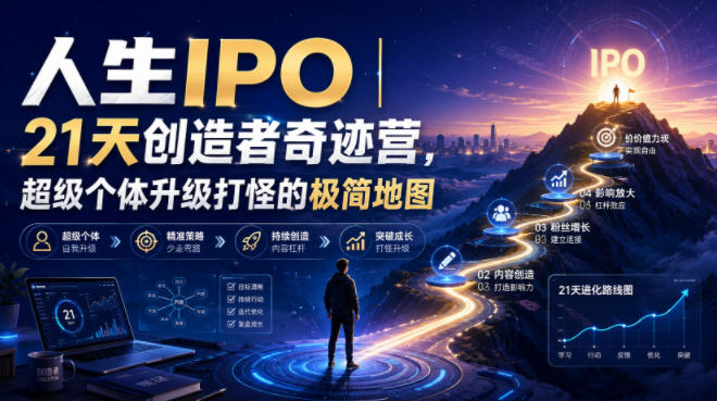 人生IPO︱21天创造者奇迹营，超级个体升级打怪的极简地图-创业资源网