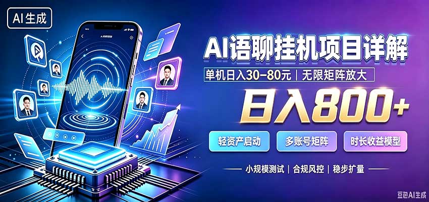 AI语聊挂机，日入800+，适用个人副业，工作室矩阵操作-创业资源网