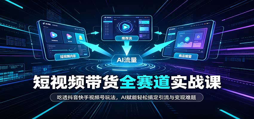 短视频带货全赛道：吃透抖音快手视频号玩法，AI赋能轻松搞定引流与变现难题-创业资源网