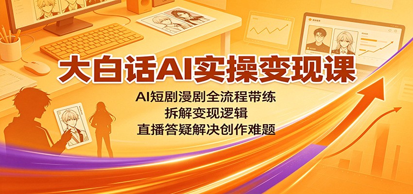 大白话AI实操变现课：AI短剧漫剧全流程带练，拆解变现逻辑，直播答疑解决创作难题-创业资源网