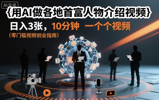 用AI做各地首富人物介绍视频，日入3张，10分钟一个视频-创业资源网