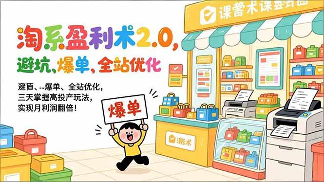 （17127期）淘系盈利术2.0，避坑、爆单、全站优化，三天掌握高投产玩法，实现月利润翻倍！-创业资源网