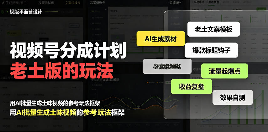 视频号分成计划老土版的玩法，流量爆炸，每天收益300+，纯靠AI生成，越土的玩法，越高级-创业资源网
