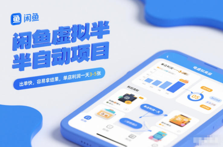 闲鱼虚拟半自动项目，出单快，容易拿结果，单店利润一天3-5张-创业资源网