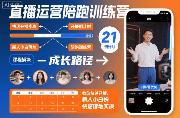 直播运营陪跑训练营，教你快速开播，新人小白快速落地实操-创业资源网