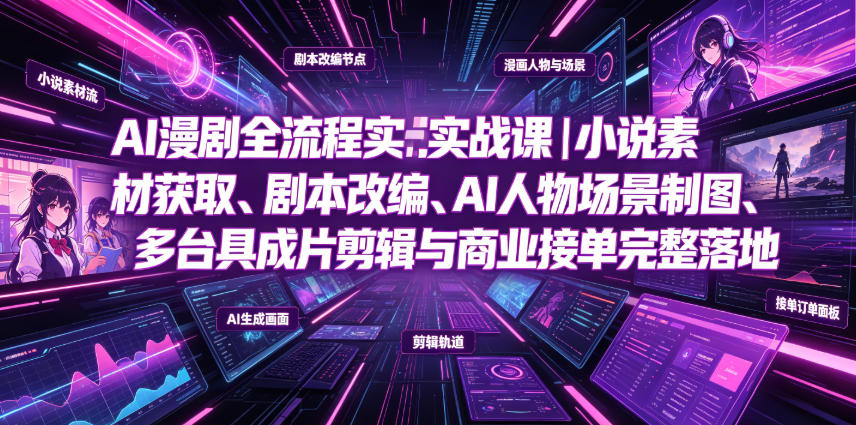 AI漫剧全流程实战课｜小说素材获取、剧本改编、AI人物场景制图、多工具成片剪辑、平台付费变现与商业接单完整落地-创业资源网