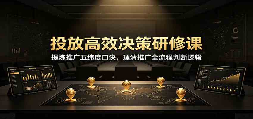 投放高效决策研修课:提炼推广五纬度口诀,理清推广全流程判断逻辑-创业资源网