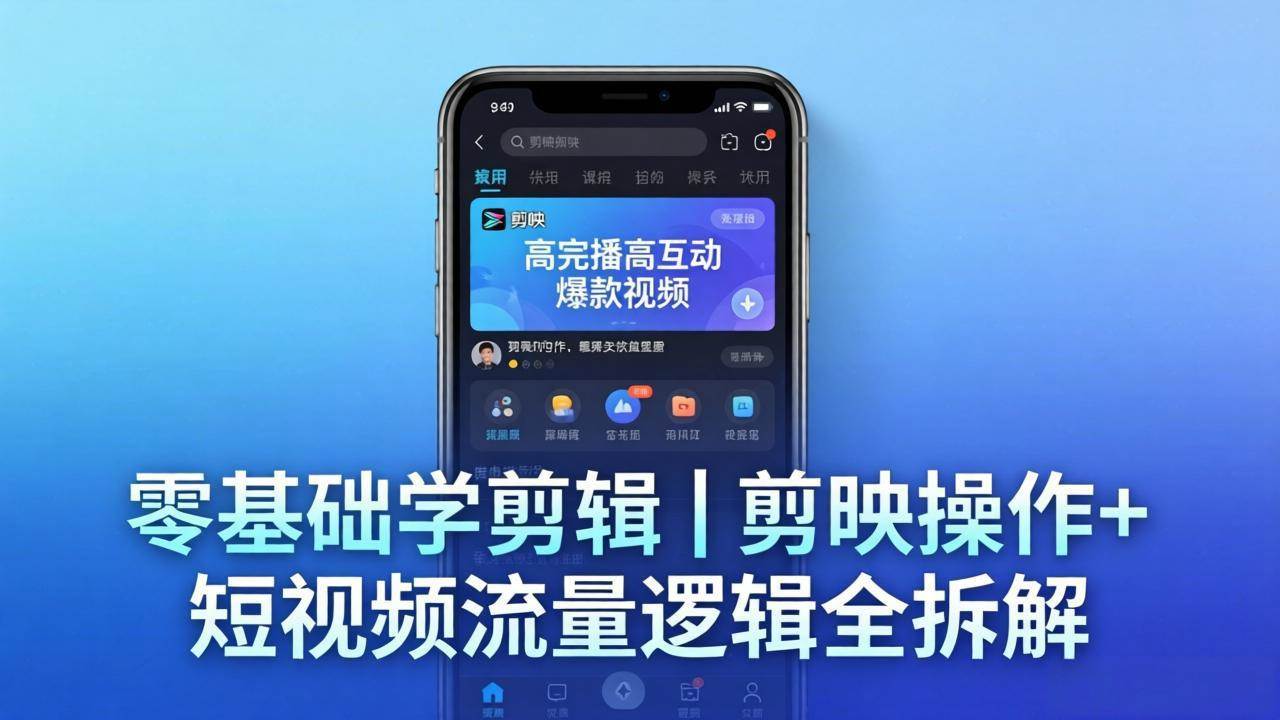 （18117期） 【零基础学剪辑】剪映操作+短视频流量逻辑全拆解｜手把手教你剪出高完播高互动爆款视频-创业资源网