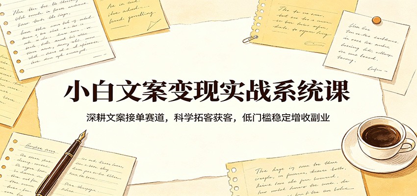 小白文案变现实战系统课：深耕文案接单赛道，科学拓客获客，低门槛稳定增收副业-创业资源网
