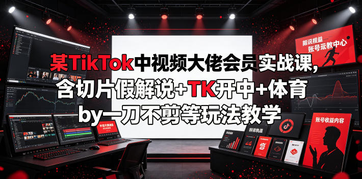 某TikTok中视频大佬会员实战课，含切片假解说+TK开中+体育by一刀不剪等玩法教学-创业资源网