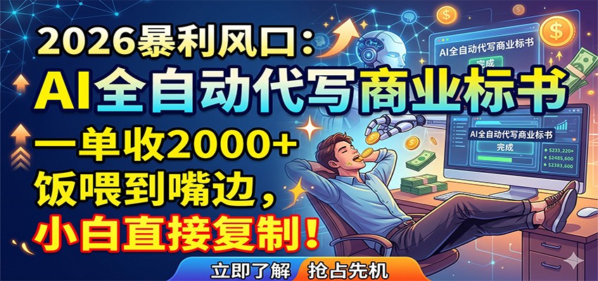 AI全自动代写商业标书，一单收2000+，饭喂到嘴边，小白直接复制-创业资源网